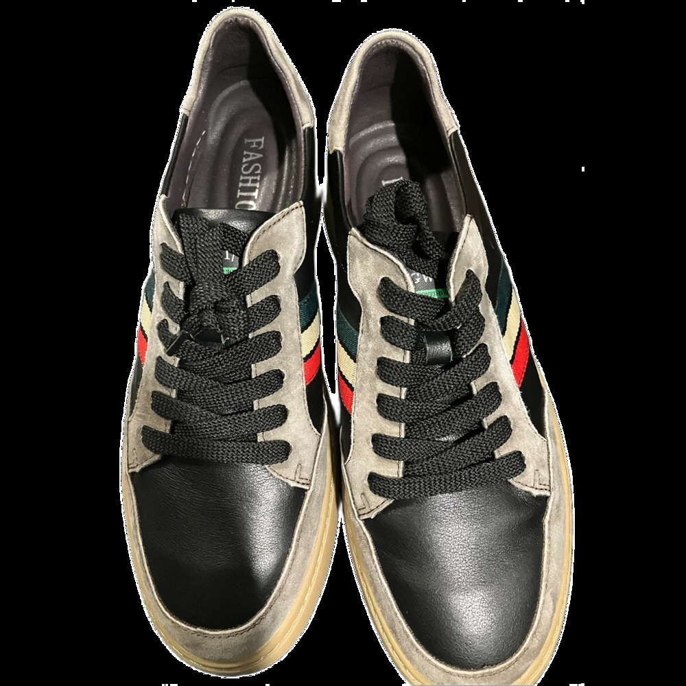 Fashion Men’s Black Suede and Leather Low Top Sneakers | US 11 / EU 45